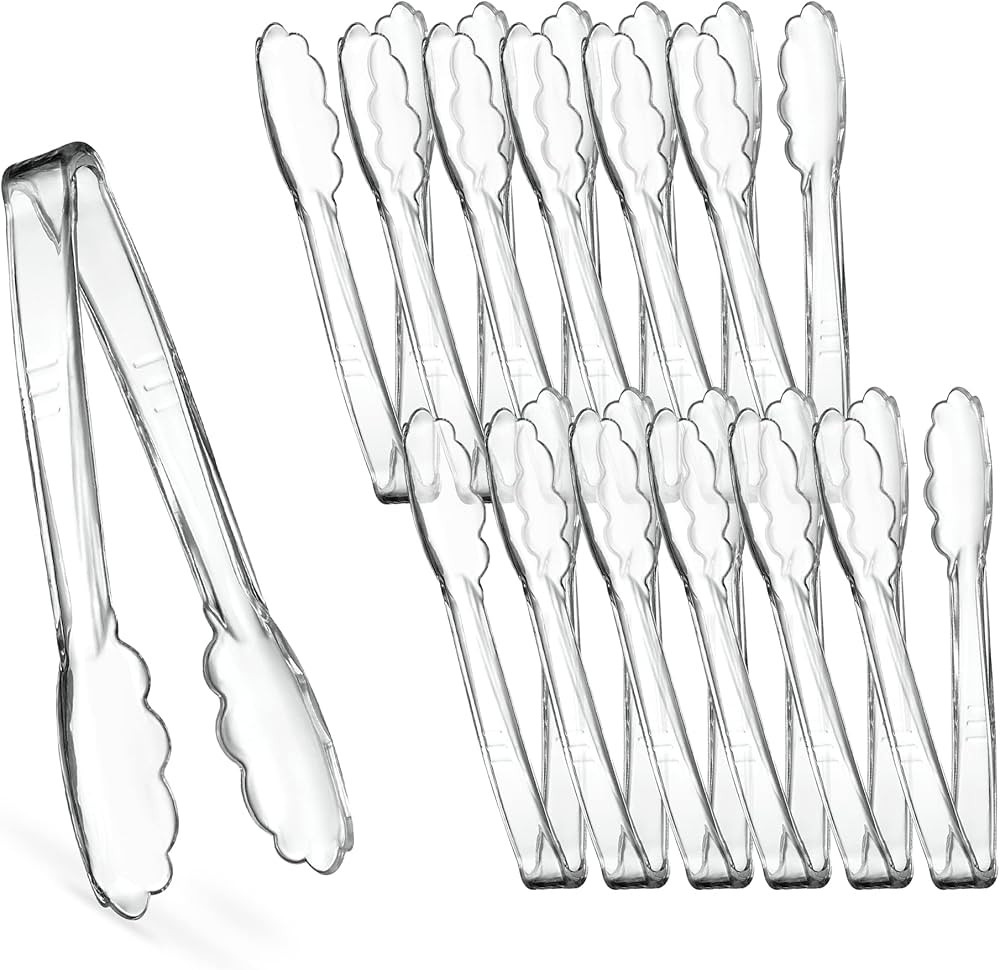 [Clear Tongs 7.5'' Inches] Plasticpro 7.5'' Serving Tongs Heavy Duty Reusable Kitchen and BBQ Cle... | Amazon (US)
