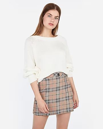 high waisted plaid a-line mini skirt | Express