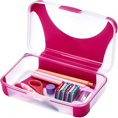 LockerMate by Bostitch Hard Pencil Case, Durable Plastic Pencil Box, Kid-Friendly Design, Fuchsia... | Amazon (US)