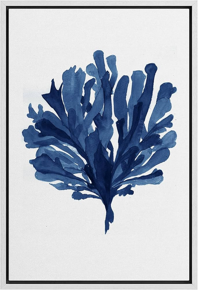 MUDECOR Framed Canvas Print Wall Art Blue Watercolor Seaweed Bunch Nature Wilderness Illustration... | Amazon (US)