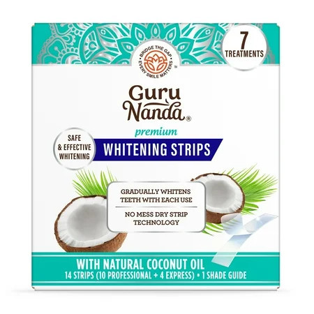 GuruNanda Teeth Whitening Strips - Infused with Coconut Oil - 7 Treatments | Walmart (US)
