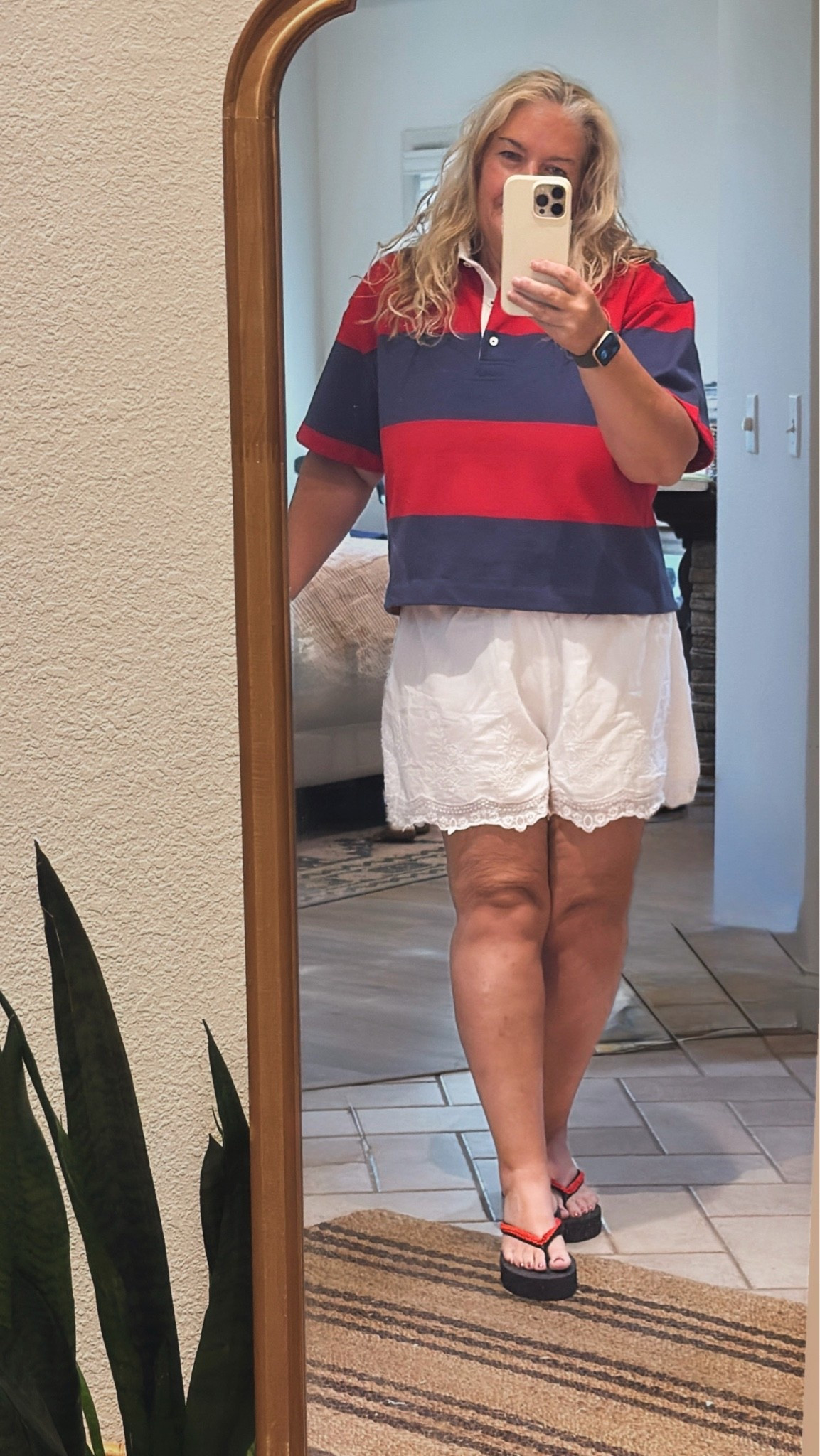 Fun 4th of July outfit! Love the juxtaposition of this @Madewell polo with the feminine shorts! #4thofjulyoutfit #summeroutfit

#LTKootd #LTKOver40 #LTKSeasonal