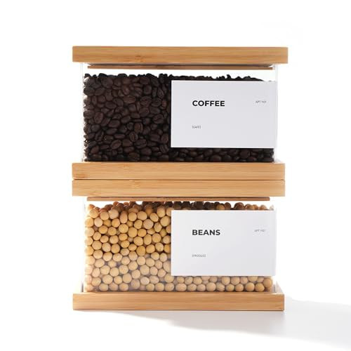 Bamboo Food Dispenser | Kitchen Organizers and Storage | Airtight Pantry Organizers and Storage Container | Cereal, Rice, Flour, Snack Storage (2, Small) | Amazon (US)