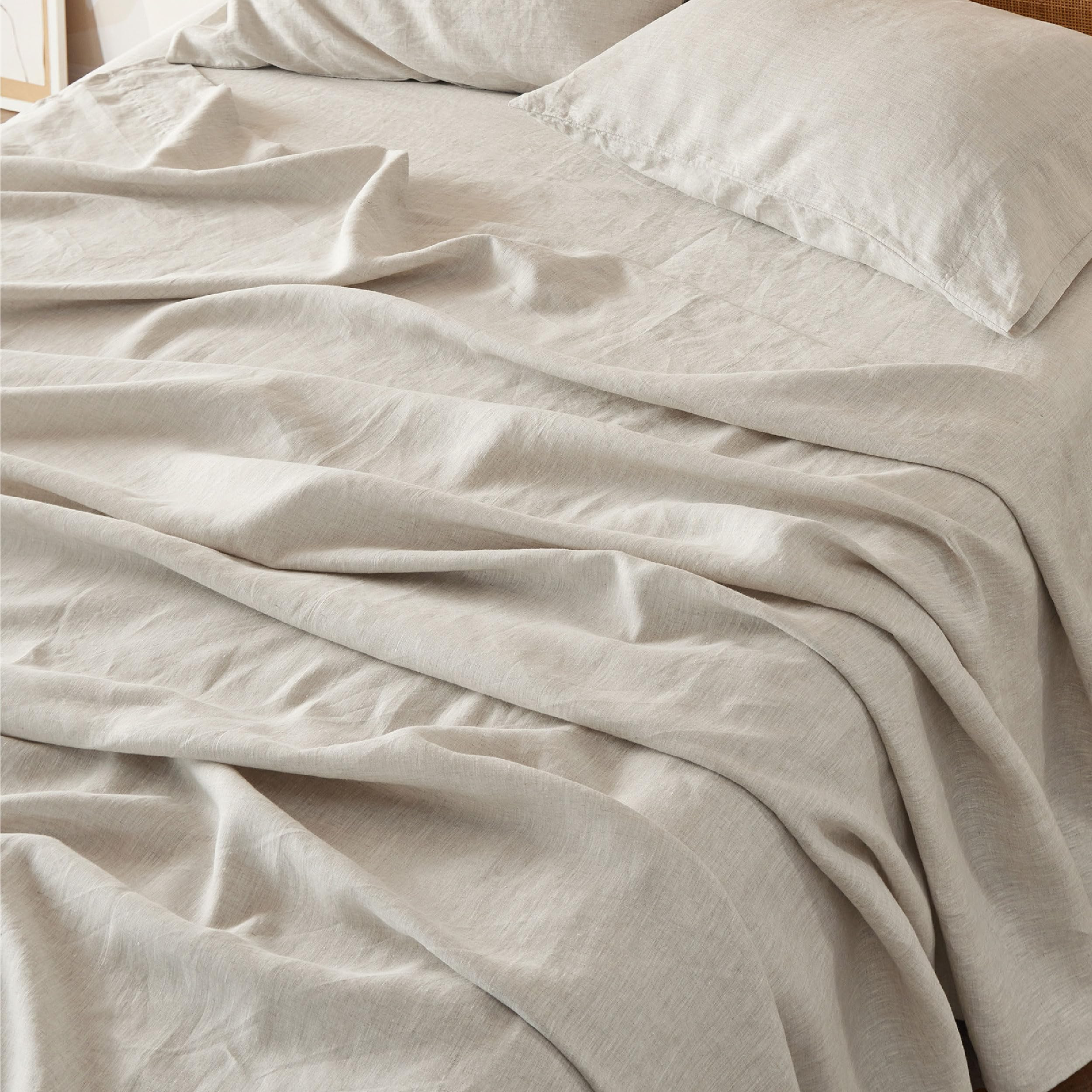 Bedsure Linen Sheets - Queen Size Bed, Blend from Linen Cotton Bedsheets, Breathable Cotton Bedsh... | Amazon (US)