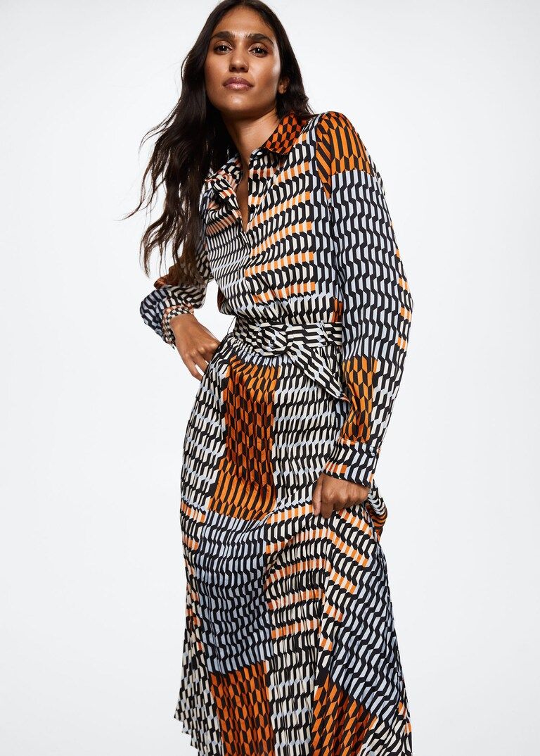 Geometric print midi dress -  Women | Mango USA | MANGO (US)
