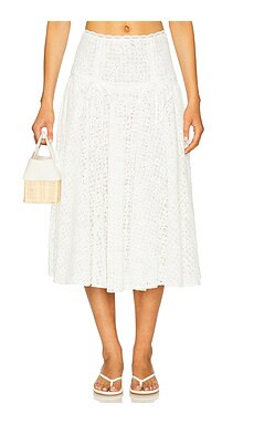 For Love & Lemons Daisy Lace Midi Skirt in White from Revolve.com | Revolve Clothing (Global)