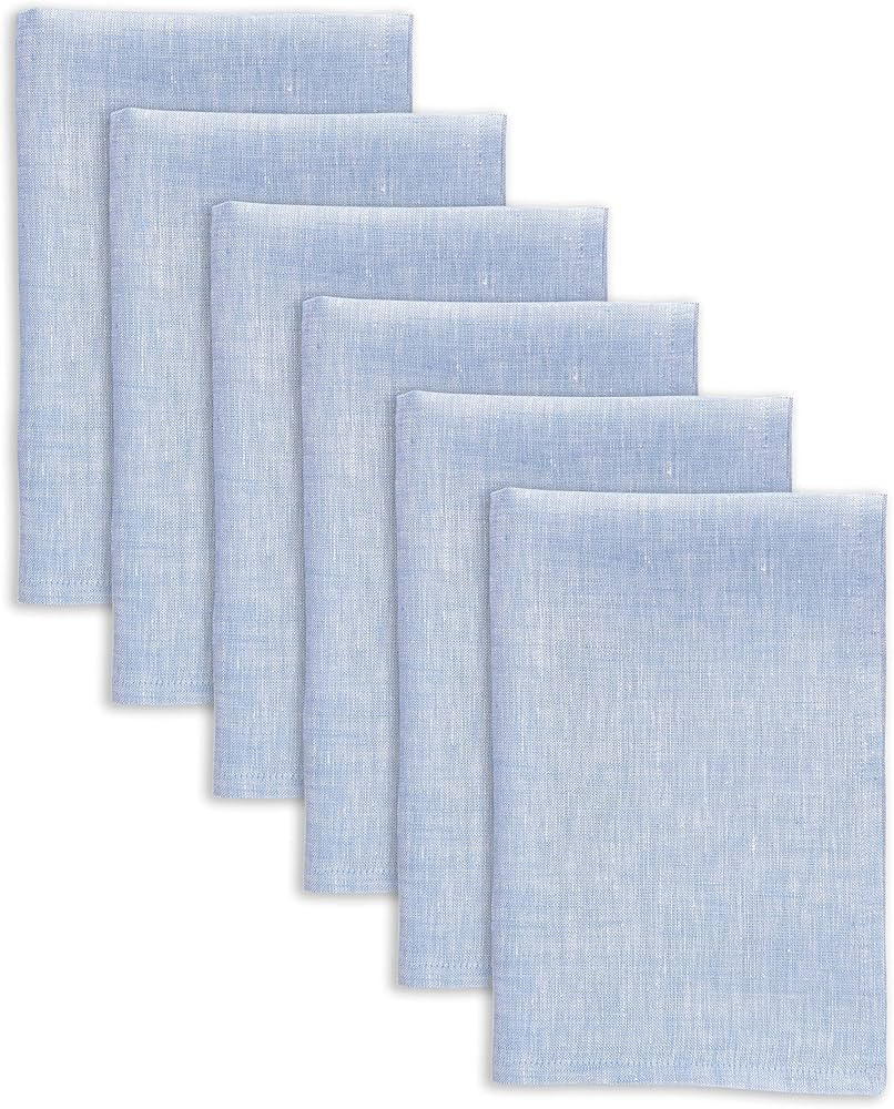 Solino Home Linen Dinner Napkins 20 x 20 Inch – Chambray Blue, 100% Pure Linen Cloth Fabric Nap... | Amazon (US)