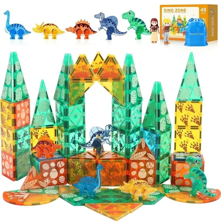 FunMagic Magnetic Tiles Dinosaur Toys 3D Movable Dino Blocks for Kids Toddler Outdoor Sensory Toy... | Walmart (US)