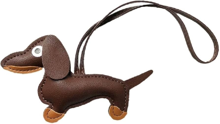Mini Dachshund Dog Keychain Cute PU Leather Animals Keyring Hanging Ornament Backpack Handbag Cha... | Amazon (US)