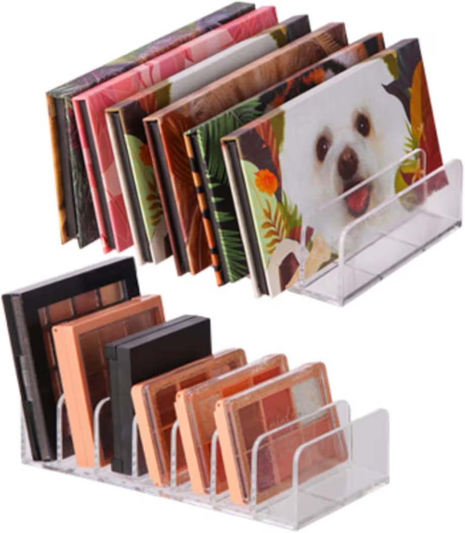 2-Pack Clear Cosmetic Organizers for Makeup Storage - Stackable Eyeshadow Palette Organizer Trays... | Amazon (US)