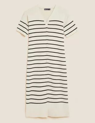 M&S Collection  Striped V-Neck Midi Column Dress  Product code: T380593S | Marks & Spencer (UK)