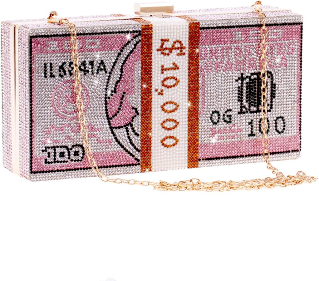 Crystal Money Bag Purse for Women Handbags Diamond Evening Purses and Clutches Wedding Glitter Mo... | Amazon (US)