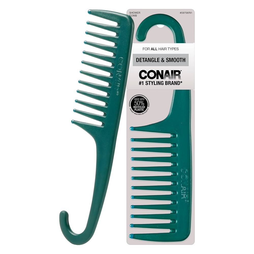 CONAIR Detangle & Smooth Shower Comb with Hook - hair comb for men and women - detangling and par... | Amazon (US)