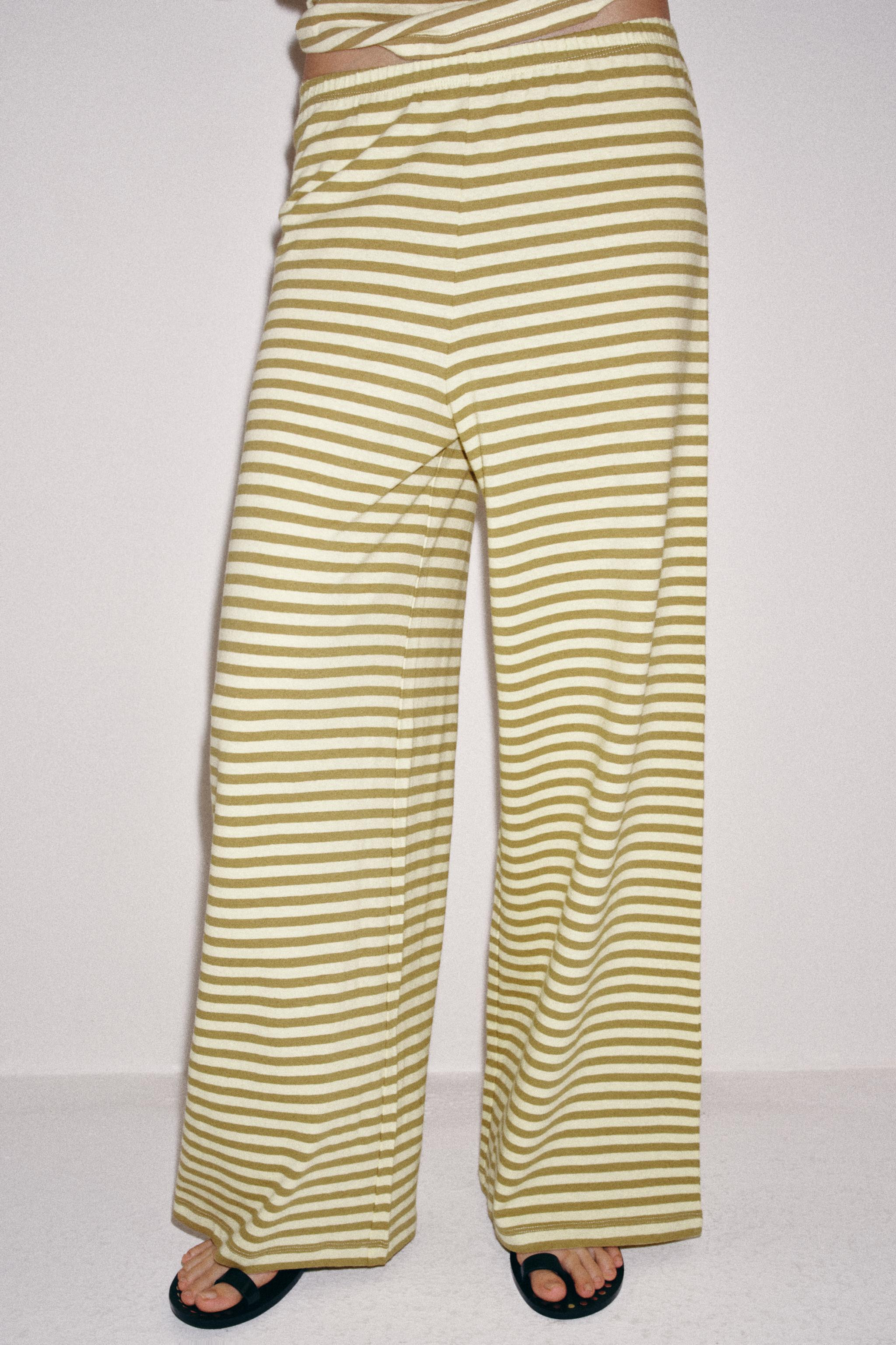 STRIPED COTTON AND LINEN TROUSERS | Zara UK