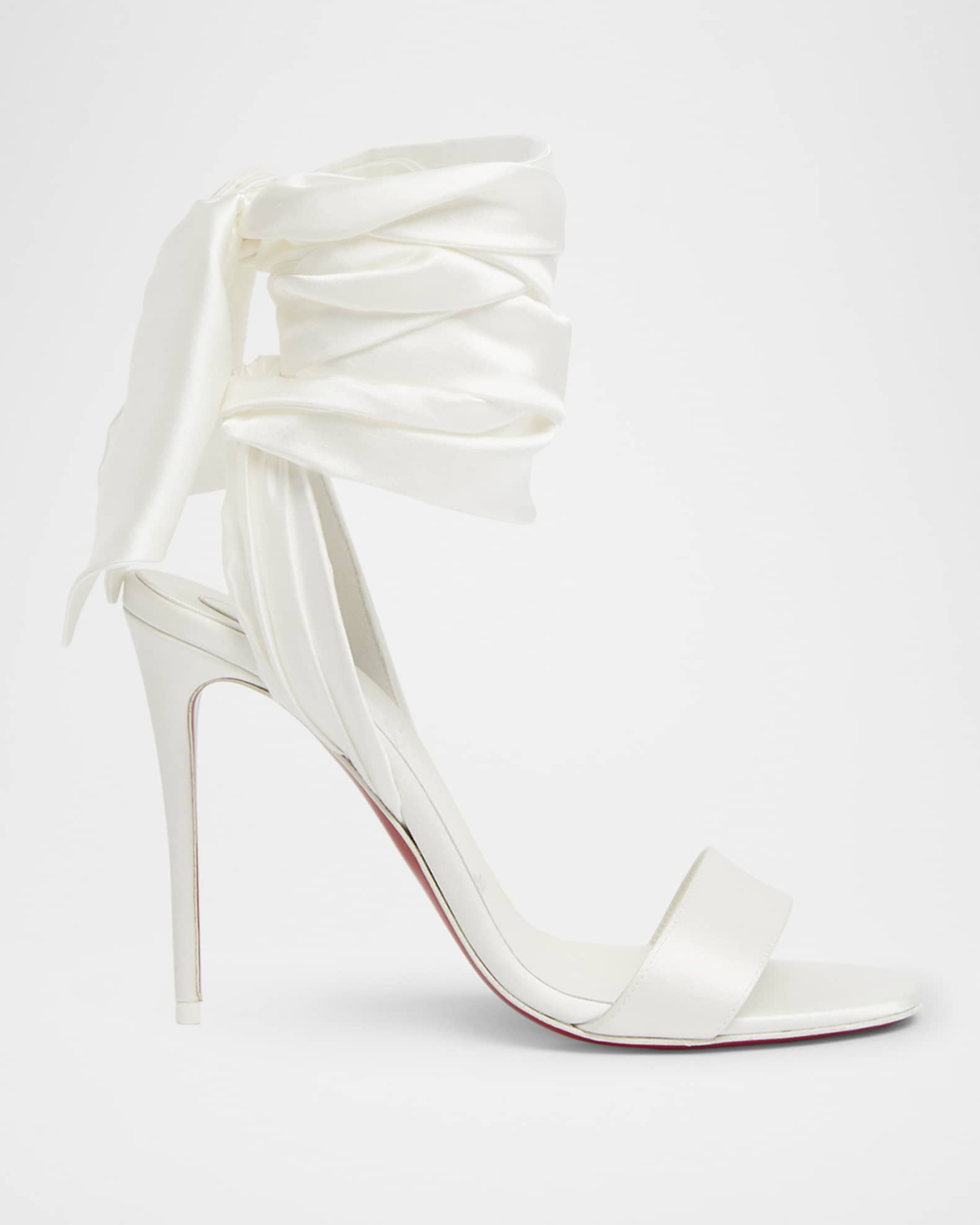 Red Sole Ribbon Ankle-Wrap Stiletto Sandals | Neiman Marcus