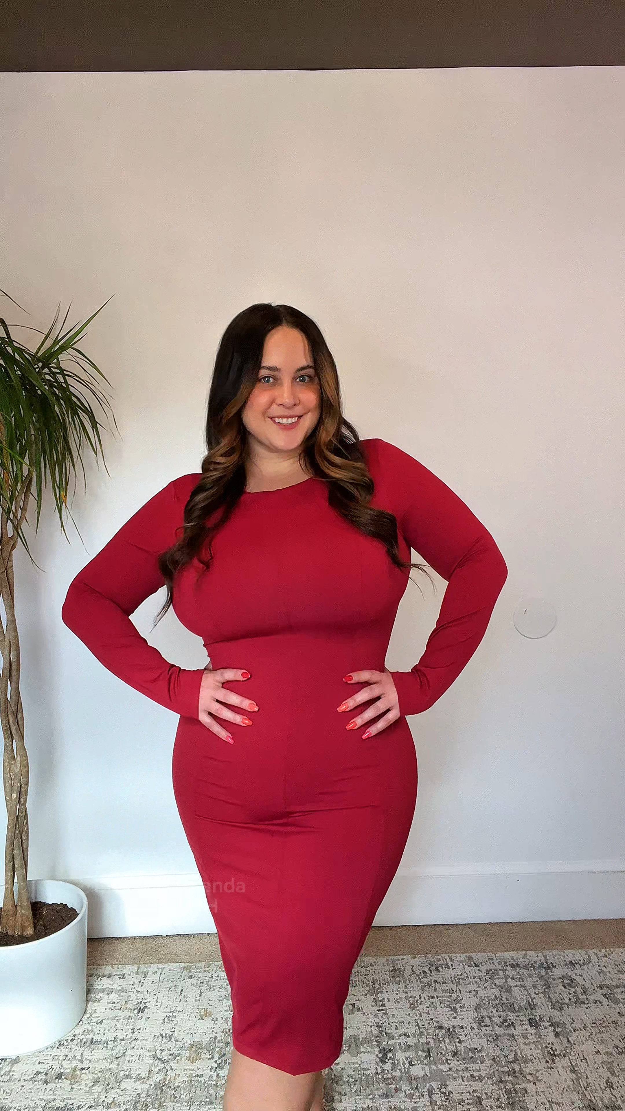 Holiday outfit idea: backless dress with built in Shapewear! 

5’2” / 230 lbs / 14-16 / 38J 
Wearing a size XXL! 

#LTKStyleTip #LTKMidsize #LTKHoliday