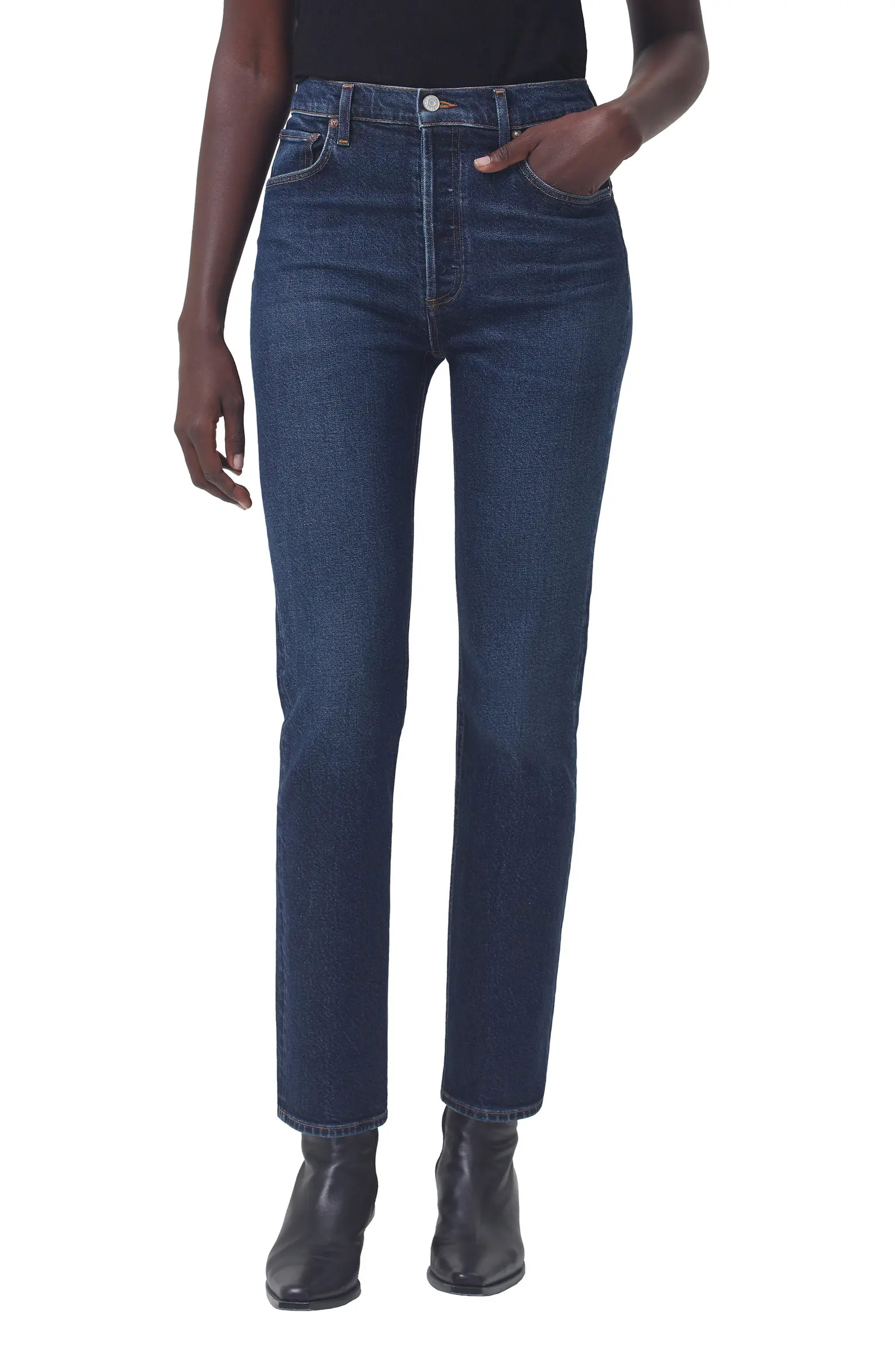 Riley High Waist Ankle Straight Leg Jeans | Nordstrom