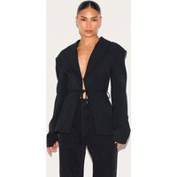 Petite Black Tailored Fitted Blazer | PrettyLittleThing US