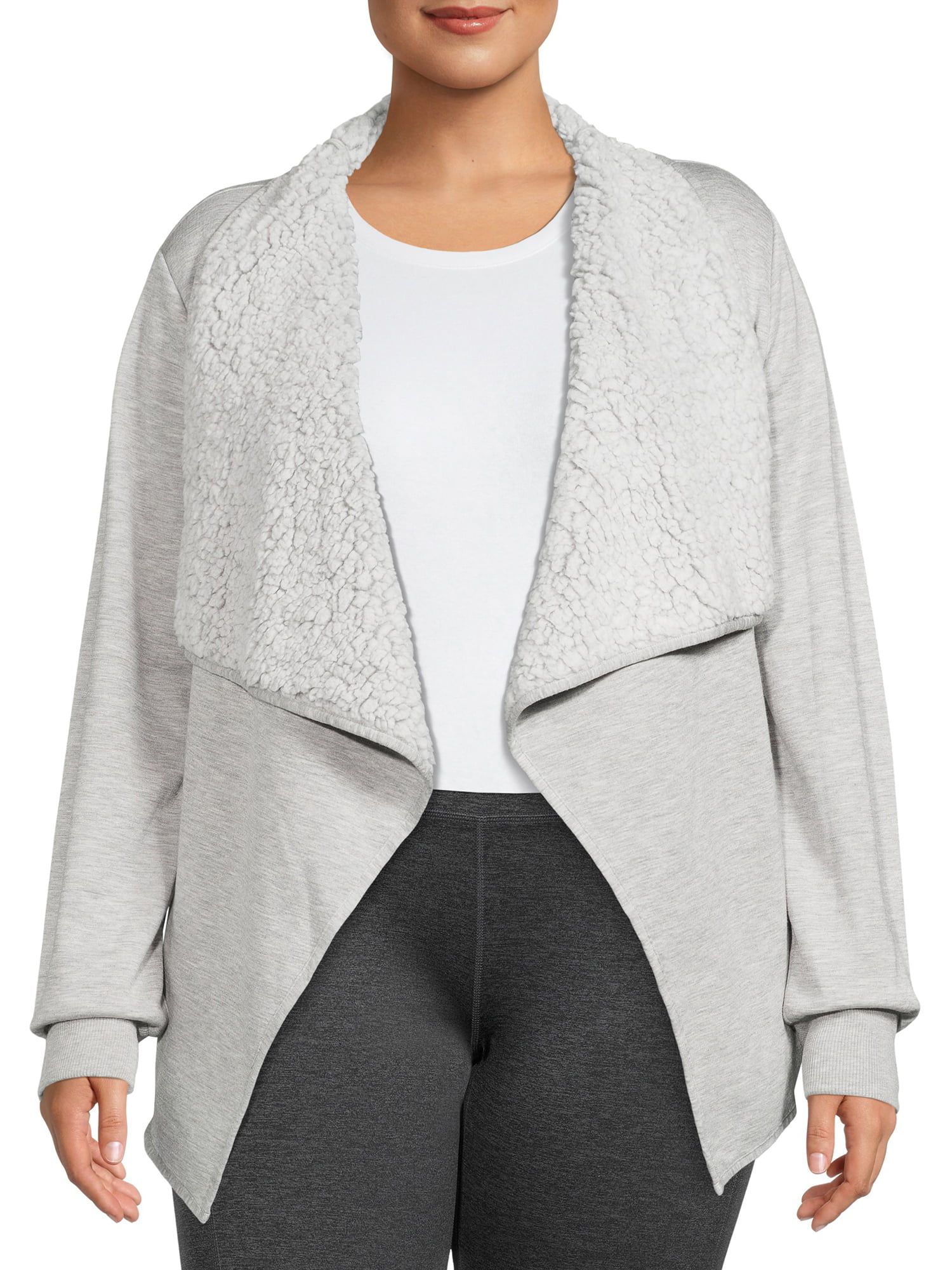 Avia Women's Plus Size Faux Sherpa Lined Cardigan | Walmart (US)