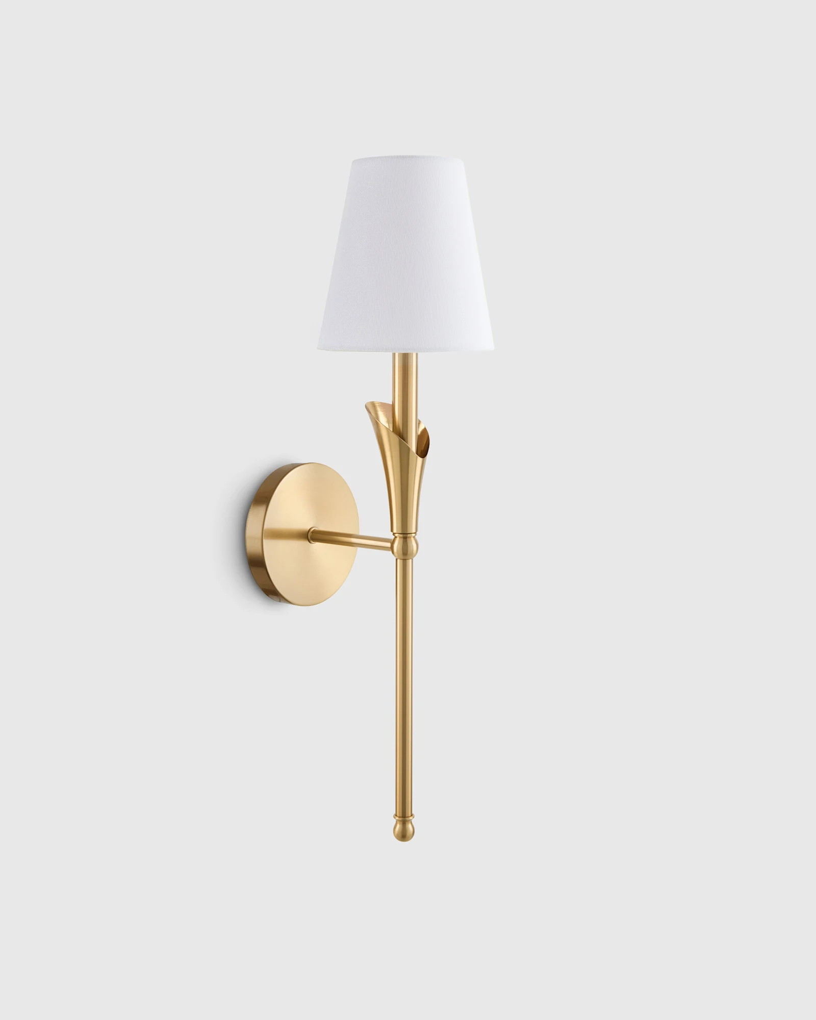 Quince Flora Iron Sconce with Linen Shade in Brass | Quince