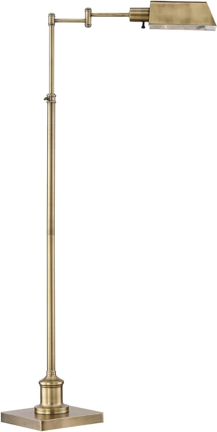 Jenson Modern Traditional Metal Adjustable Pharmacy Floor Lamp Swing Arm Aged Brass Metal Shade S... | Amazon (US)