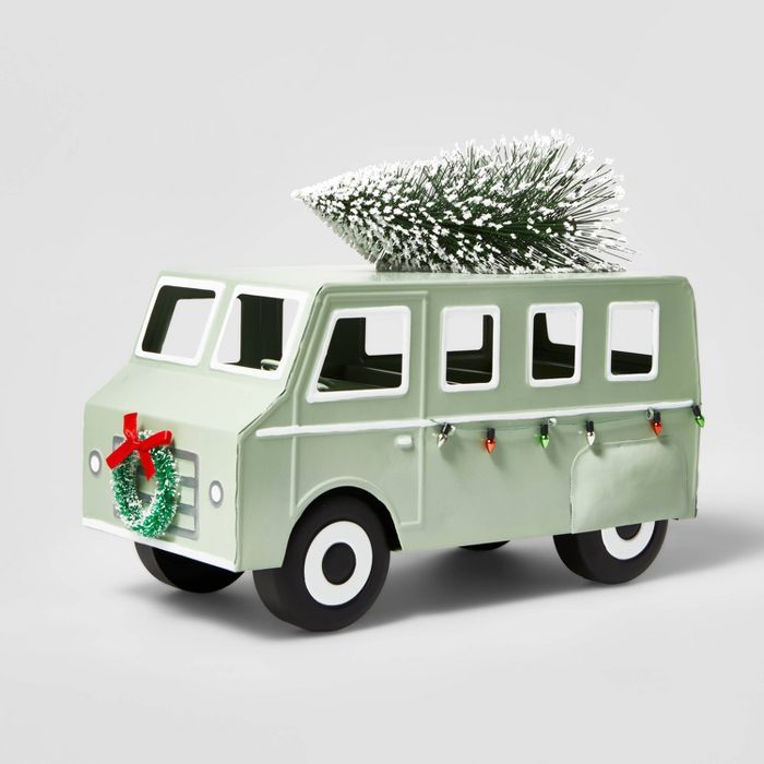 Large Metal Bus with Tree Decorative Figurine Green - Wondershop™ | Target