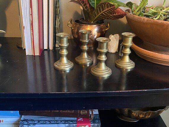 Vintage Mini Brass Candlestick Holders | Etsy (US)