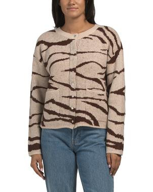 Zebra Cardigan With Pockets, Nylon/Spandex/Polyester | TJ Maxx