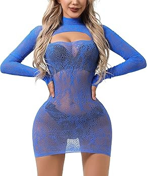 Sexy Lingerie Dress for Women Fishnet Hollow Out Bodycon Stretchy Dress Nightwear Exotic Beach Co... | Amazon (US)