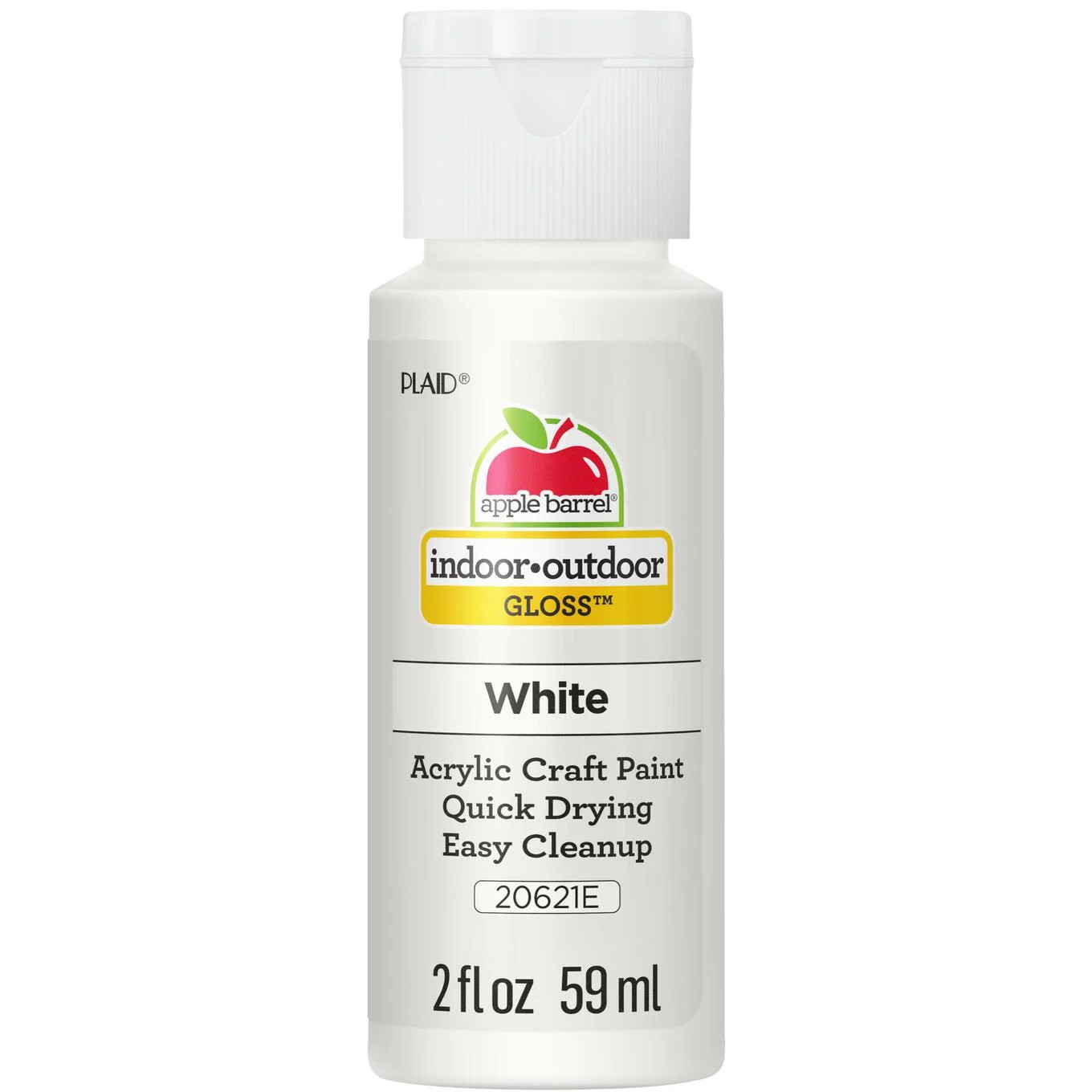 Apple Barrel Acrylic Craft Paint, Gloss Finish, White, 2 fl oz - Walmart.com | Walmart (US)