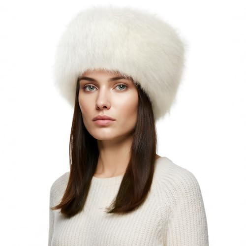 Silicherry Women's White Faux Fur Hat for Winter Soft Fluffy Russian Hat, Warm Thermal Lined Bunny Cap for Cold Weather, Cozy Accessory | Amazon (US)