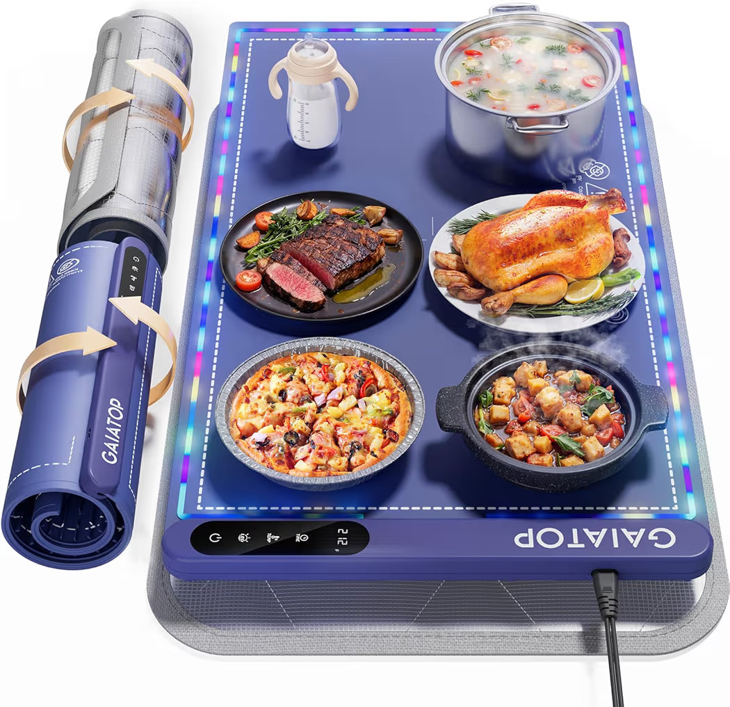 Gaiatop Warming Mat for Food with Trivet & Light, Plateful Food Warming Mats for Countertop, 6 Te... | Amazon (US)