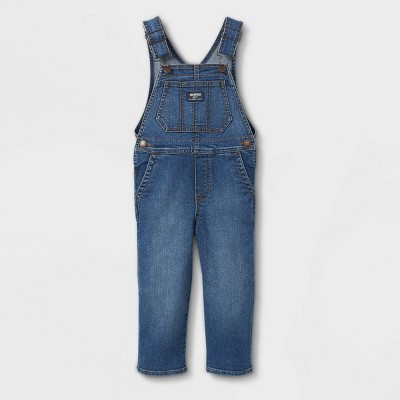 OshKosh B'gosh Toddler Boys' Solid Denim Overalls - Blue 4T: Adjustable Straps, Front & Back Pockets | Target