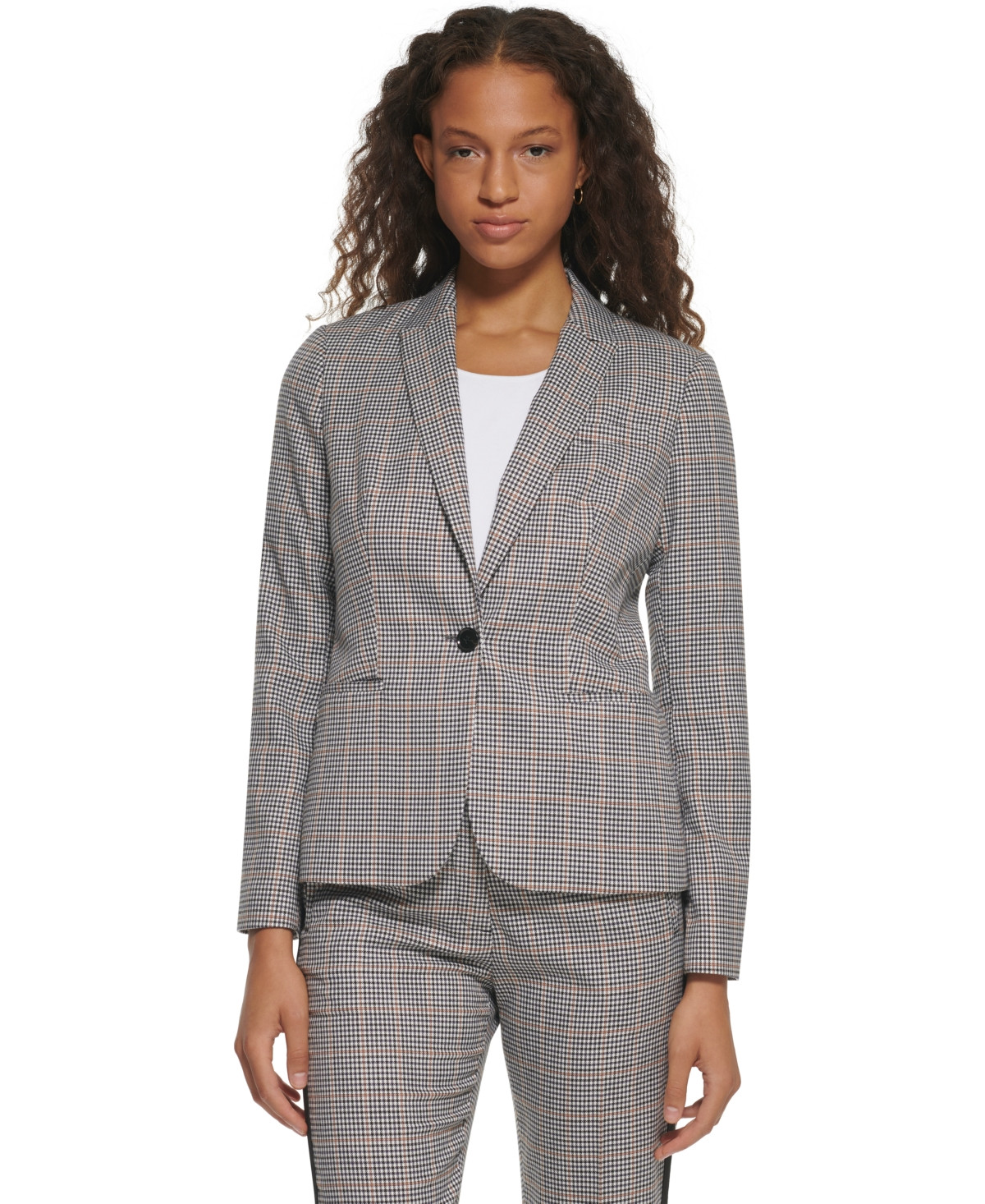 Tommy Hilfiger Women's One-Button Plaid Blazer | Macys (US)