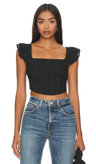 Evangeline Top in Black | Revolve Clothing (Global)