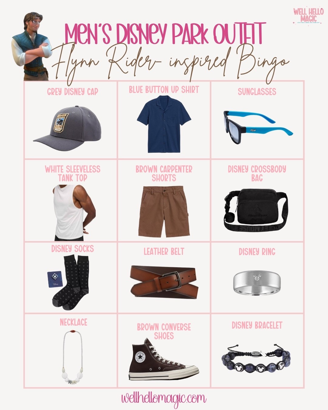 BINGO! You got a Men’s Disney park outfit prize. 🏆
I put together a Flynn Rider-inspired men’s park look that is comfy, heat-friendly, and approved for a full Disney day.
📌 Shop the board right now!

#LTKOver40 #LTKFamily #LTKMens