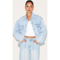 Light Blue Wash Oversized Classic Denim Jacket | PrettyLittleThing UK