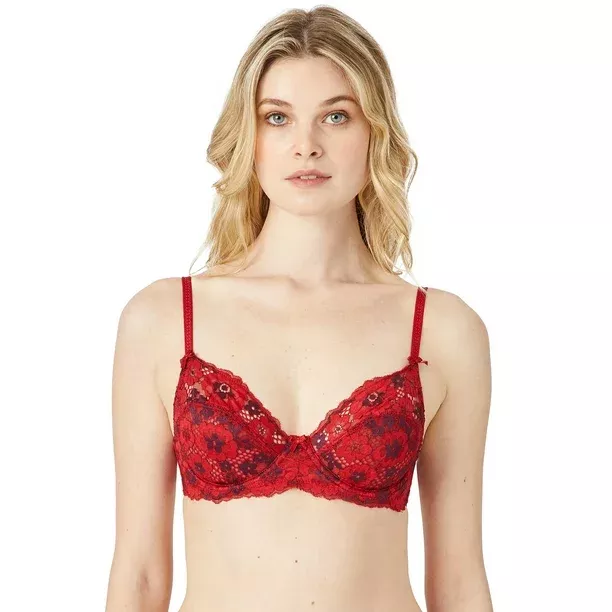 Adored By Adore Me ~ Women's Layla Push Up Underwire Bra Lace Red