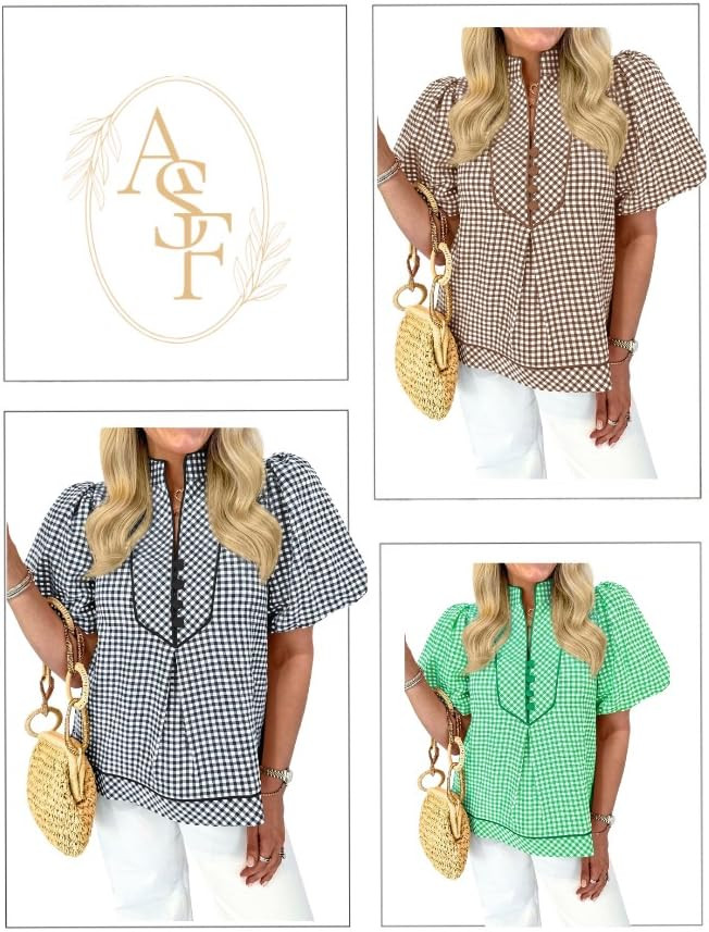 Add a touch of plaid to your wardrobe with these gingham tops. Perfect for a casual, dressy look!... | Amazon (US)