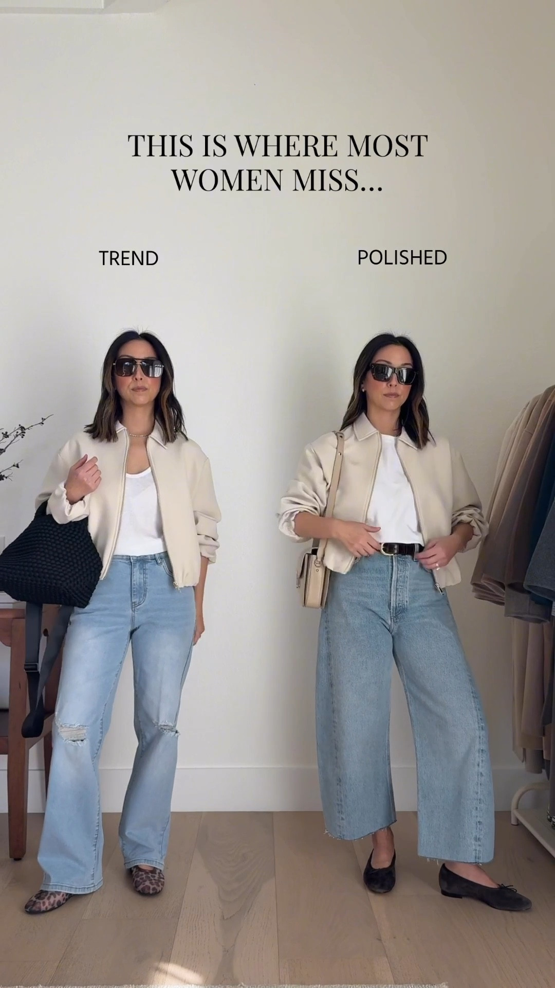 Are you choosing the right pieces? Trend vs. Polished. I can't stress enough how important it is to pick the right pieces to achieve the desired look. 

Outfit details

Zara jacket small
Madewell tee xs
AGOLDE Luna curve jeans 25 - cut hems
J.Crew belt
Madewell flats 5.5
Sezane Milo bag - color is old
Celine sunglasses
Quince earrings
Dorsey James necklace 15"

Petite style, spring style, spring outfits 

#LTKmomlife #LTKPetite