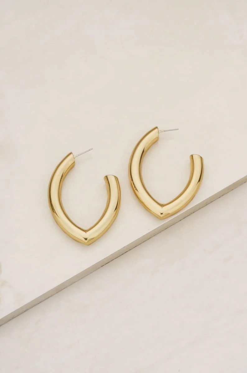 Mara Elongated 18k Gold Plated Hoop Earrings | Ettika
