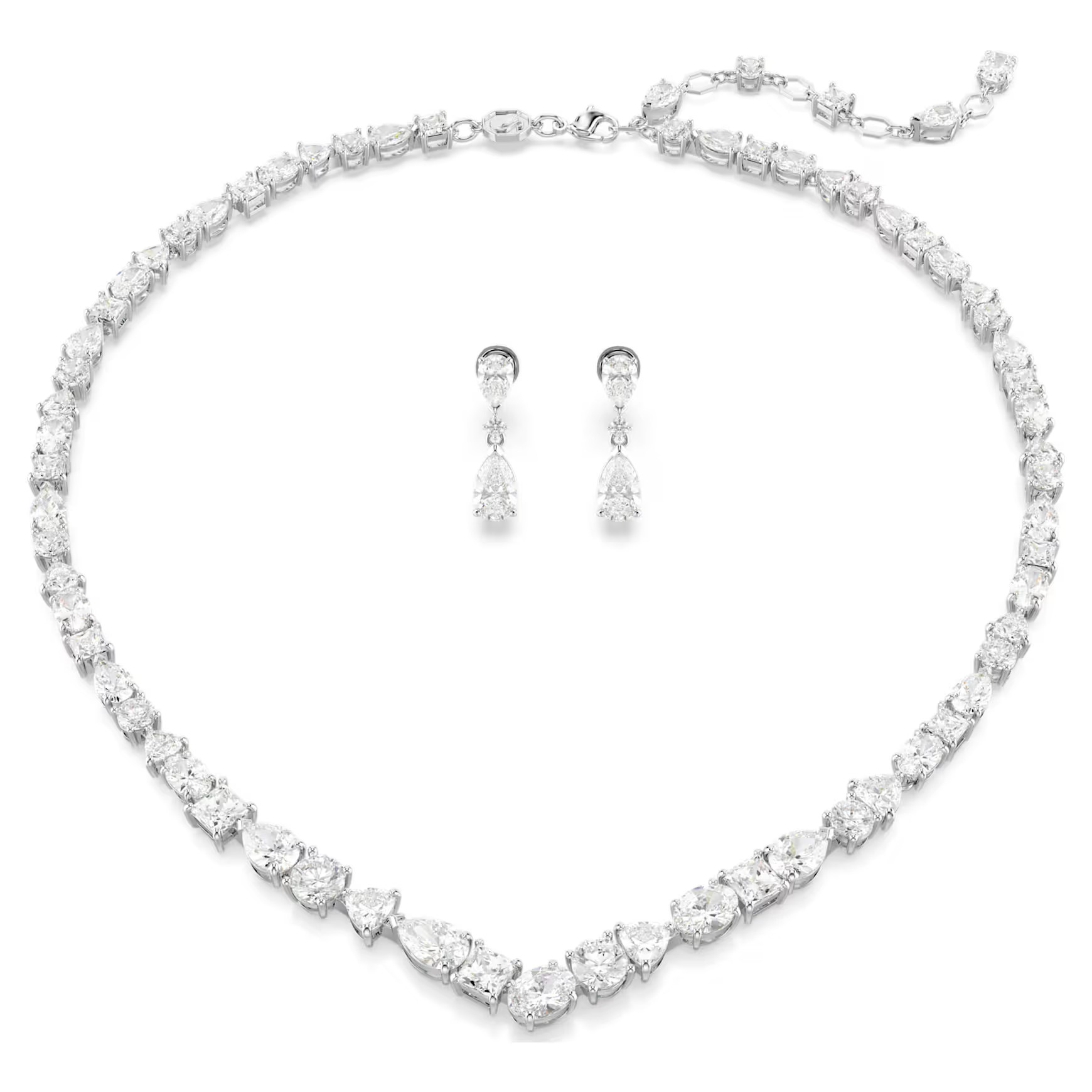 Mesmera set, Mixed cuts, White, Rhodium plated by SWAROVSKI | SWAROVSKI