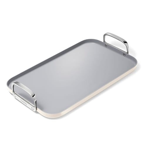 Caraway Double Burner Griddle - 19x12” Griddle Pan - Non-Stick Ceramic Coated - Non Toxic, PTFE & PFOA Free - Oven Safe & Compatible with All Stovetops - Cream | Amazon (US)