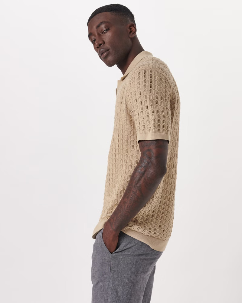 Textured Johnny Collar Sweater Polo | Abercrombie & Fitch (US)