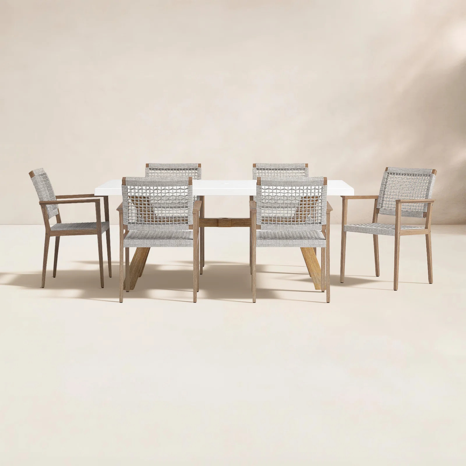 Fleur 6 - Person Wood Patio Dining Set with Rectangular Table | Wayfair North America