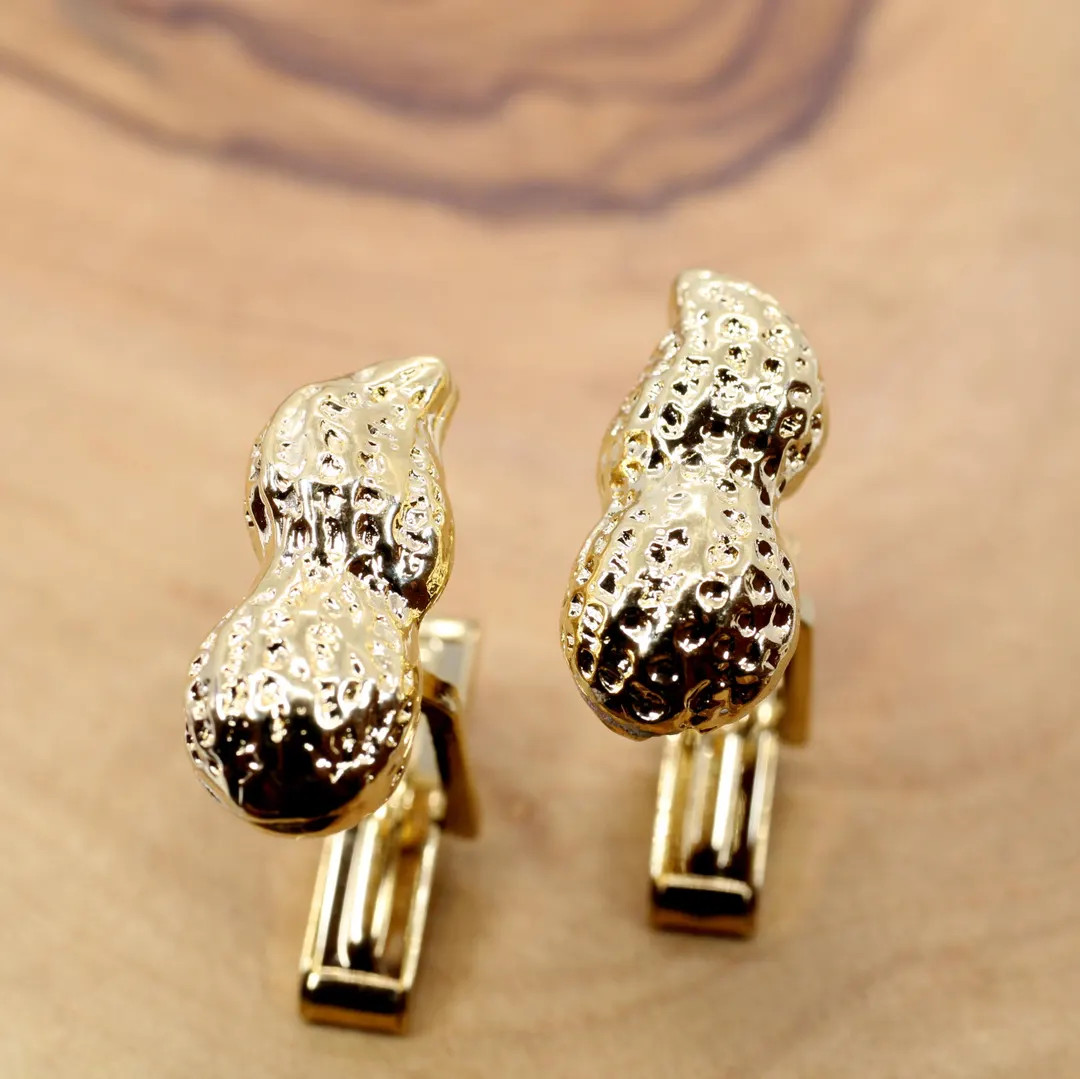 Gold Peanut Cuff Links for Him With 14kt Gold Vermeil Whole Shell Peanuts, Peanut Cuff Links Gift... | Etsy (US)