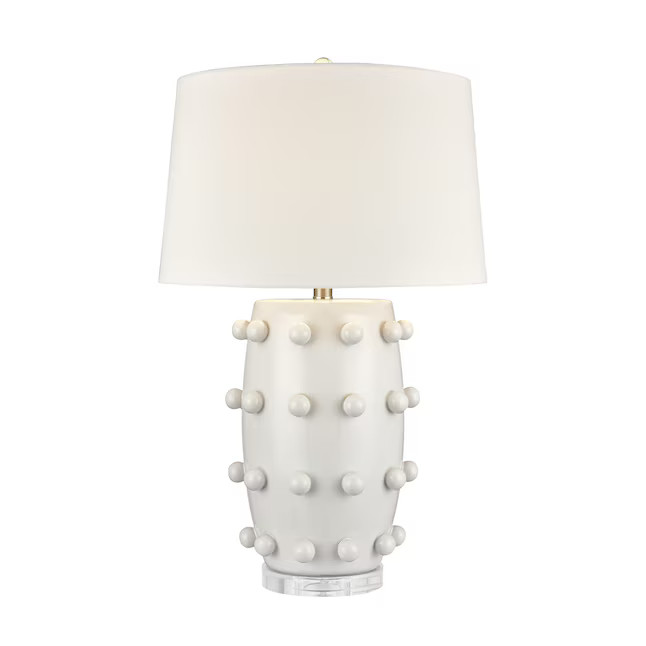 Westmore by ELK Lighting Aspen 10-in White Glazed 3-way Table Lamp with Fabric Shade | Lowe's
