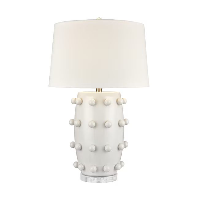 Westmore by ELK Lighting Aspen 10-in White Glazed 3-way Table Lamp with Fabric Shade | Lowe's