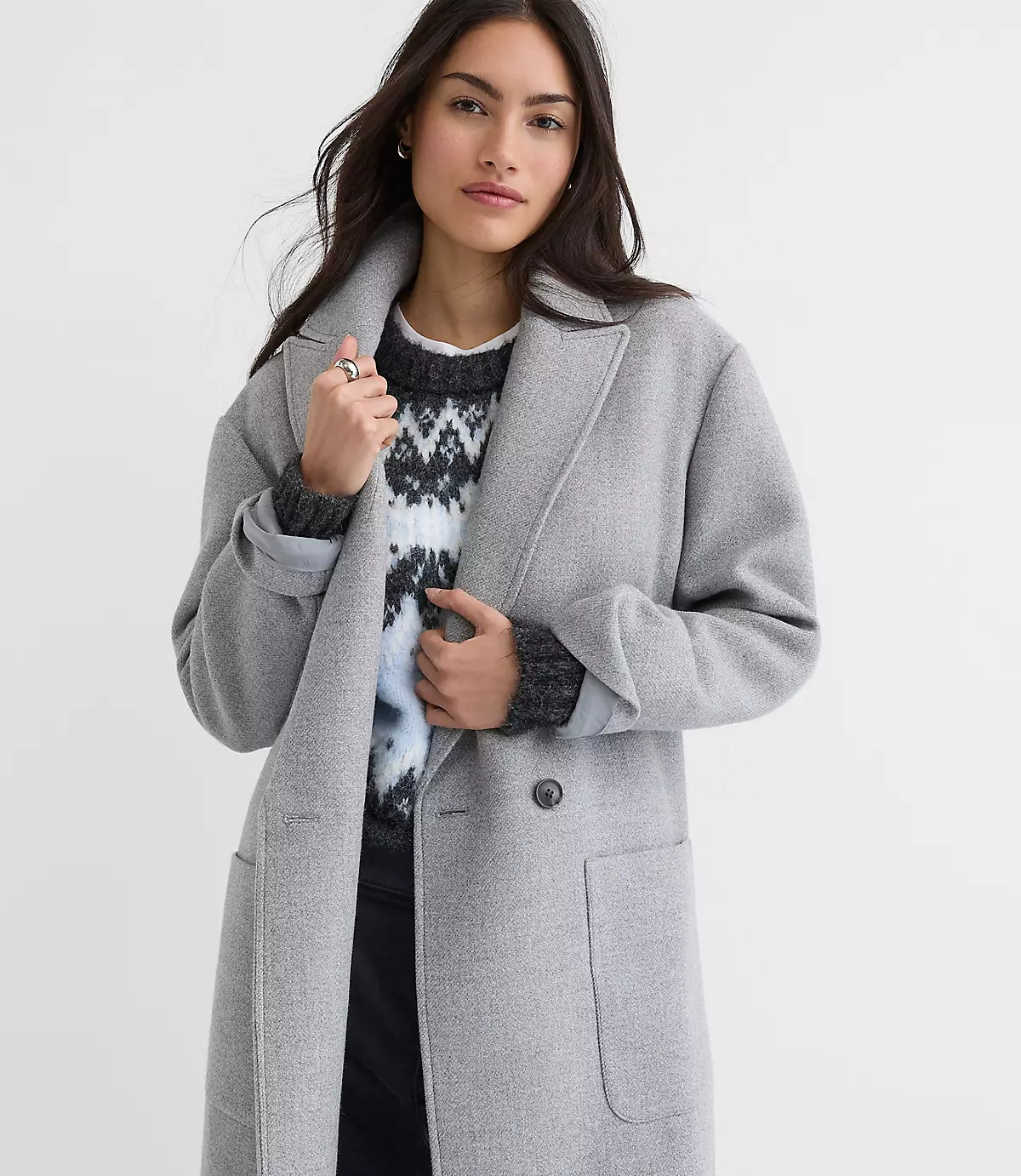 Heathered Patch Pocket Coat | LOFT