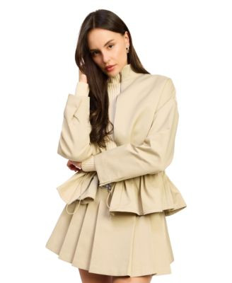 En Saison Women's Annie Zipper Front Collared Jacket - Beige Navy | Macy's